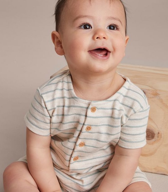 Baby Organic Cotton Jersey Stripe Romper
