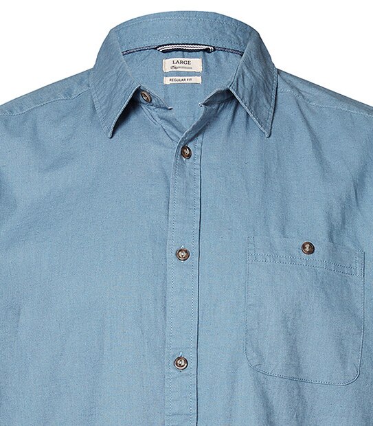Men's Short Sleeve Linen Shirt - Blue