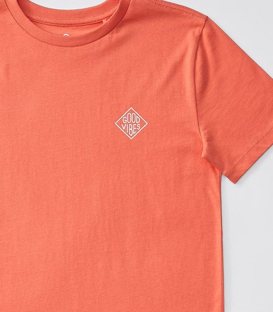Organic Cotton Good Vibes Print T-shirt - Orange