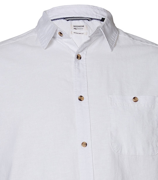 Short Sleeve Linen Shirt - White