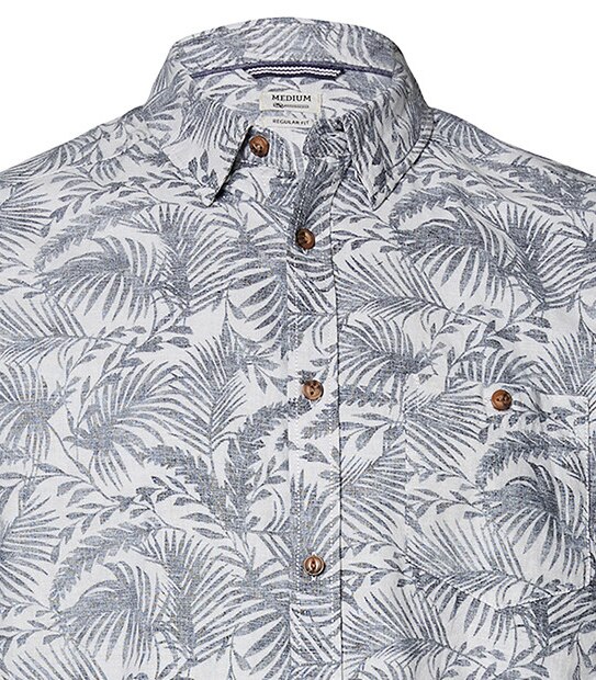 Men's Short Sleeve Linen Shirt - Leaf