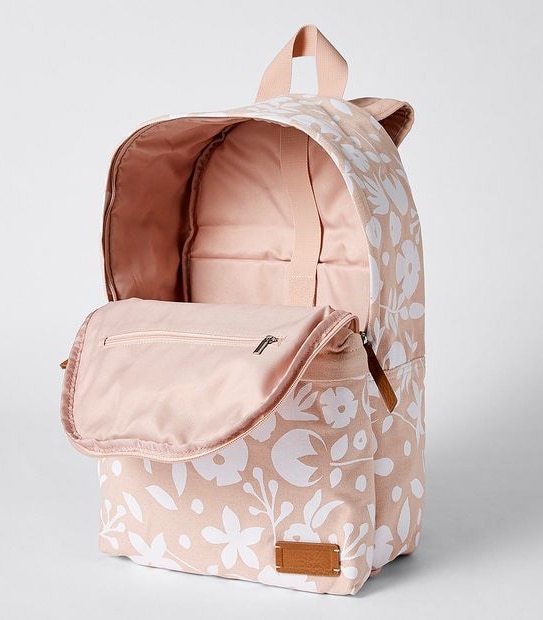 Round Top Canvas Backpack - Blush Flowers