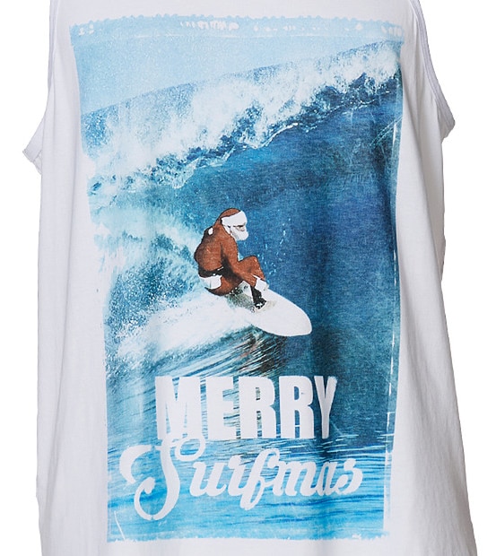Men's Surfing Santa Tank Top - White