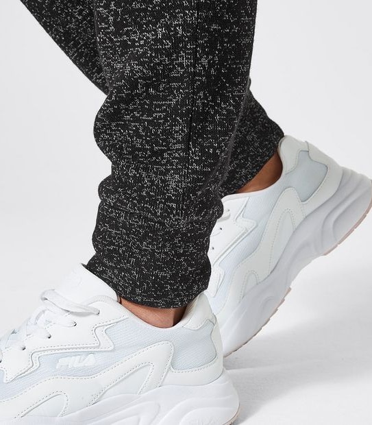 Piping Hot Trackpants - Black/White Marle