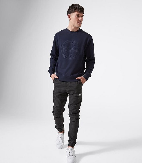 Piping Hot Earth Water Crew Neck Sweater - Navy 