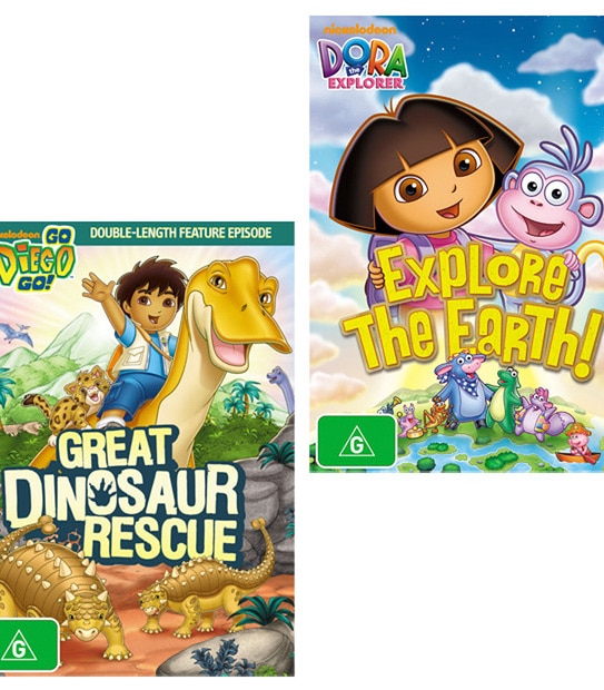 Dora: Explore the Earth + Go Diego Great Dinosaur Rescue DVD Bundle
