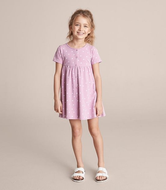 MK257790_05 SS BTTN THRU TERRY DRESS AOP HEART PUR | Target Australia