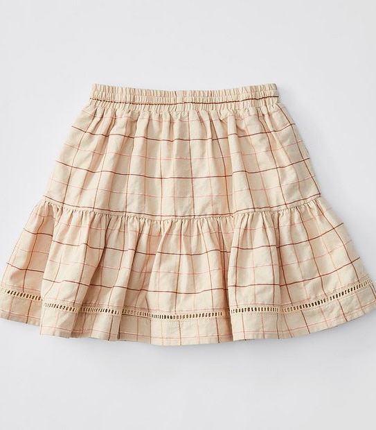 Metallic Check Print Gathered Skirt - Neutral