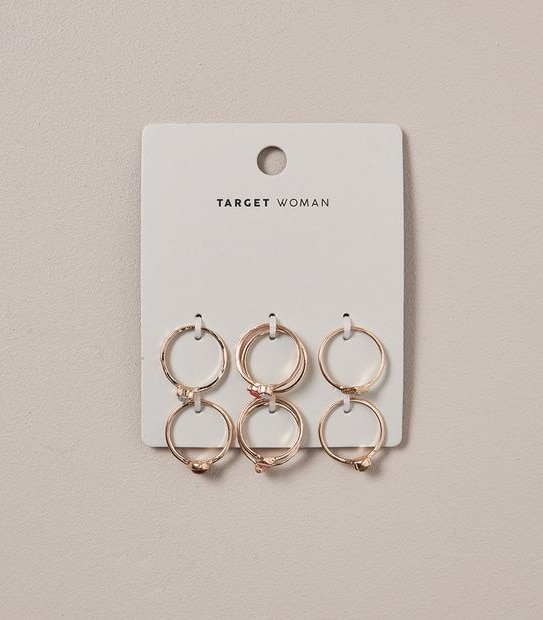 8 Pack Stone Metal Ring Set