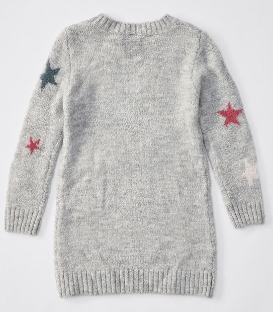 Knitted Star Pattern Dress - Grey