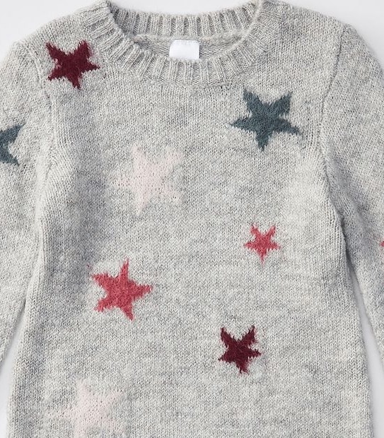 Knitted Star Pattern Dress - Grey