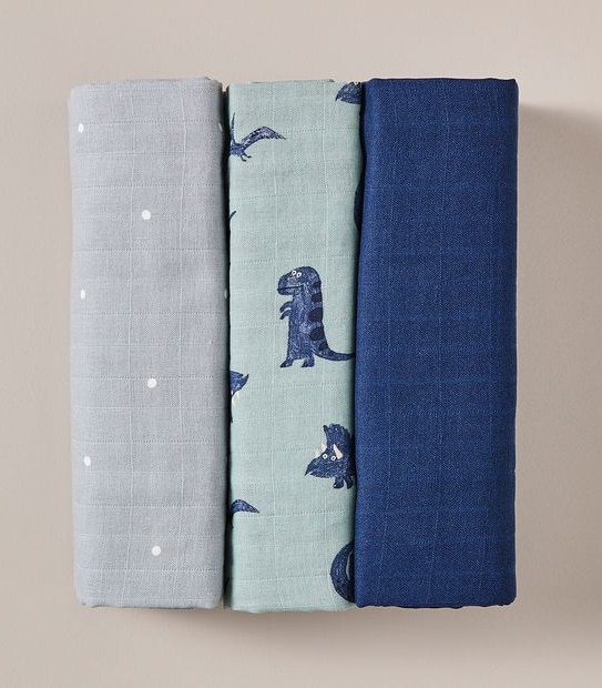 bub. 3 Pack Organic Cotton Muslin Wraps