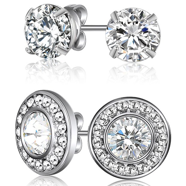 Mestigé Stud Earring Set With Swarovski® Crystals - Silver Mestigé Stud Earring Set With Swarovski® Crystals - Silver