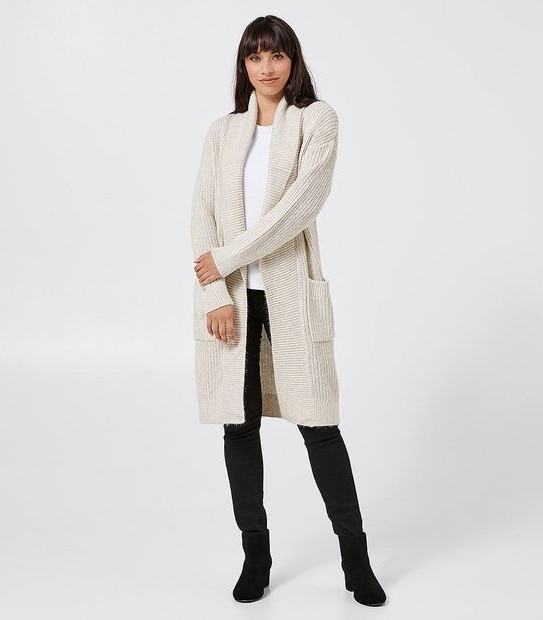 Fisherman Ribbed Cardigan - Oatmeal Brown