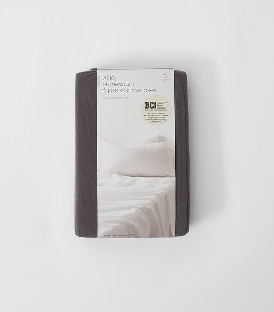 Arlo Stonewash 2 Pack Pillowcases