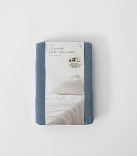 Arlo Stonewash 2 Pack Pillowcases