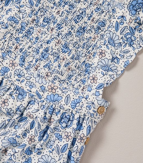 Baby Linen Blend Floral Romper