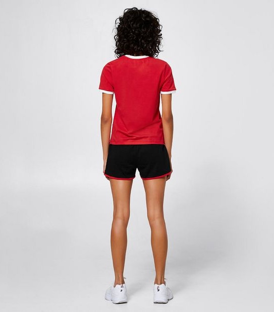 Fila Ela Ringer Splice T-Shirt - Red