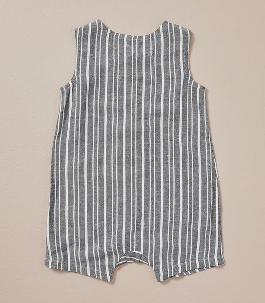 Baby Linen Blend Striped Romper