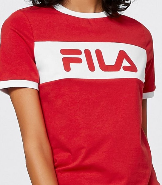 Fila Ela Ringer Splice T-Shirt - Red