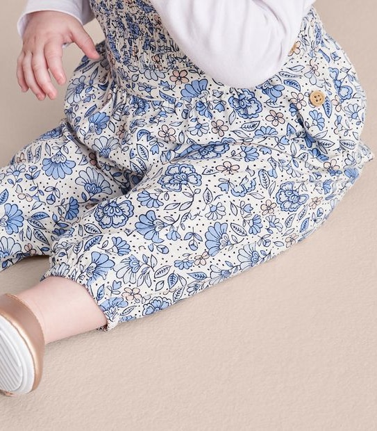 Baby Linen Blend Floral Romper