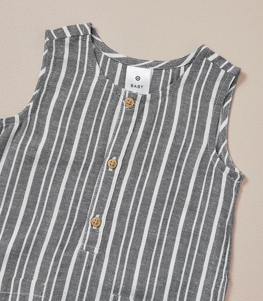 Baby Linen Blend Striped Romper