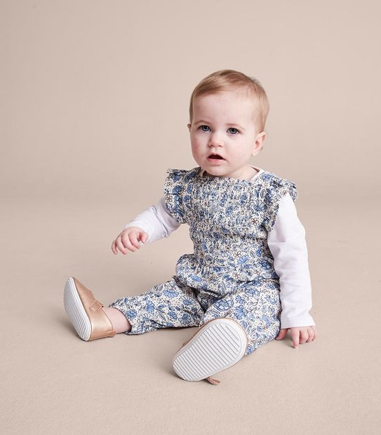 Baby Linen Blend Floral Romper