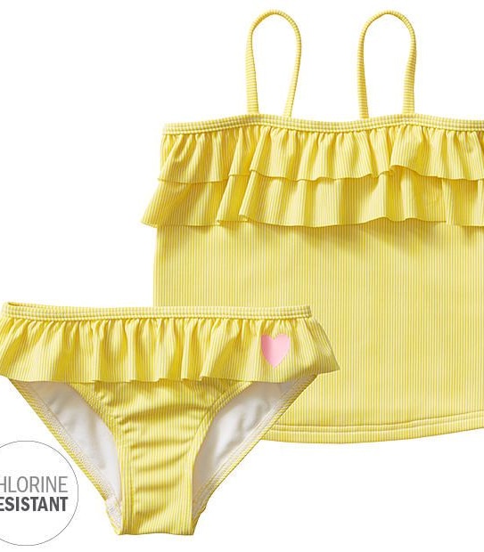 2 Piece Frill Trim Chlorine Resistant Tankini Set