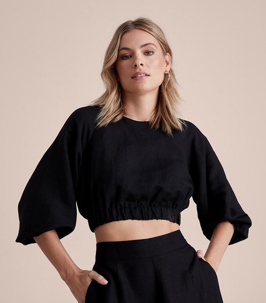 Preview Linen Blend Blousson Blouse