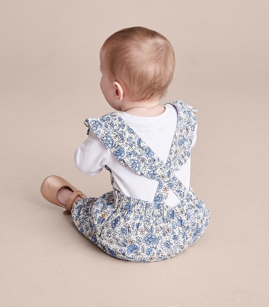 Baby Linen Blend Floral Romper
