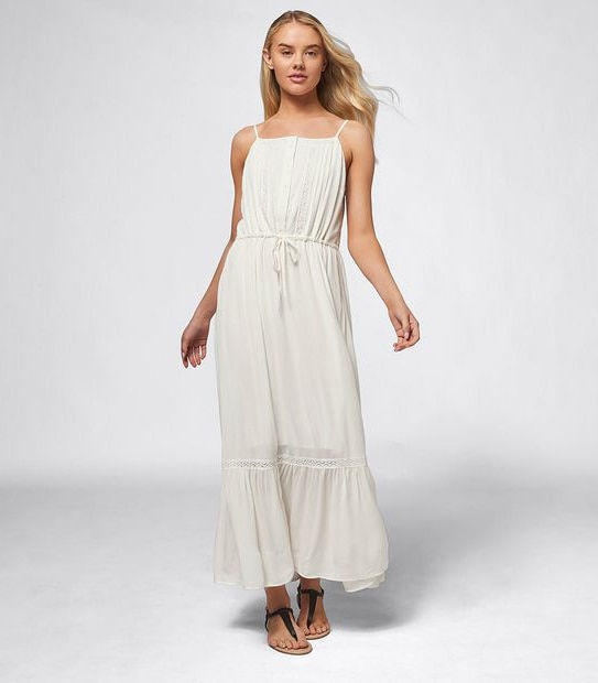 Lily Loves Sleeveless Lace Trim Maxi Dress