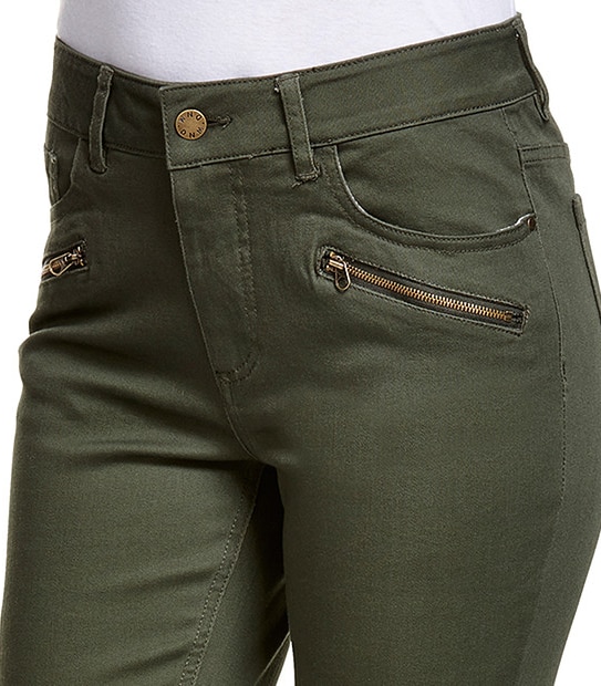 Cropped Biker Jeans - Khaki