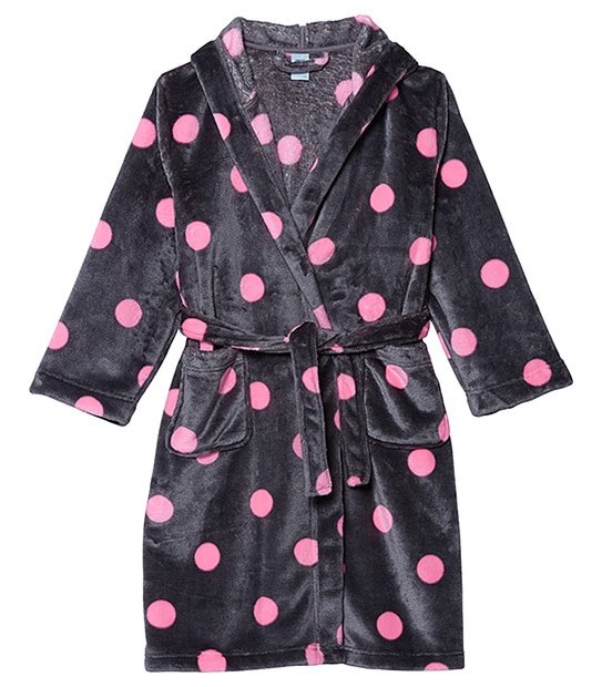 Girls' Hooded Dressing Gown - Spots