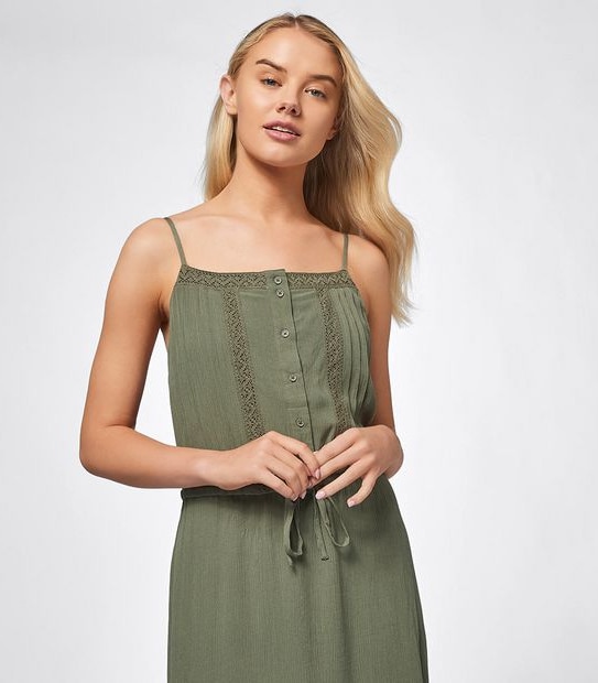 Lily Loves Sleeveless Lace Trim Maxi Dress