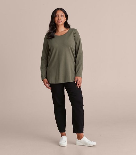 Curve Organic Cotton Long Sleeve Crew T-Shirt