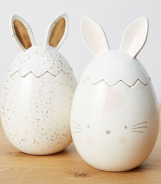 The Fabulous Food Company Easter Ceramic Cookie Jar With Milk Chocolate Hollow Easter Eggs Assorted 80g