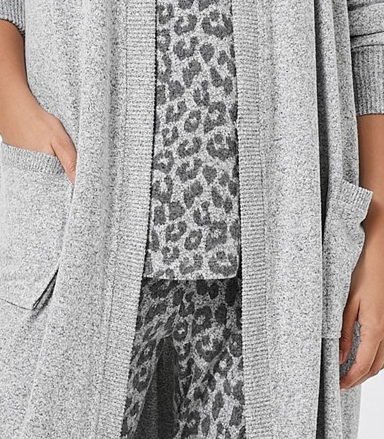 Cosy Hooded Dressing Gown - Grey Marle