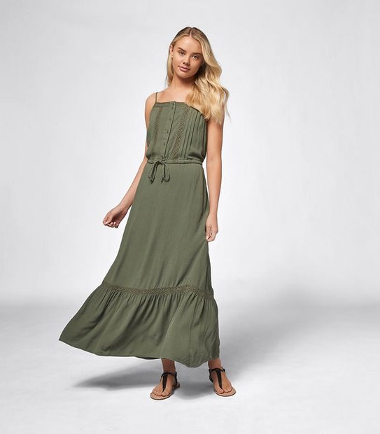 Lily Loves Sleeveless Lace Trim Maxi Dress