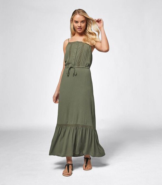 Lily Loves Sleeveless Lace Trim Maxi Dress