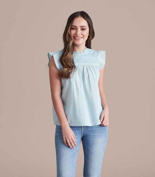 Dannii Minogue Petites Spliced Flutter Sleeve Top