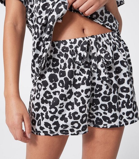 Lily Loves Short Satin Pyjama Set - Grey Leopard