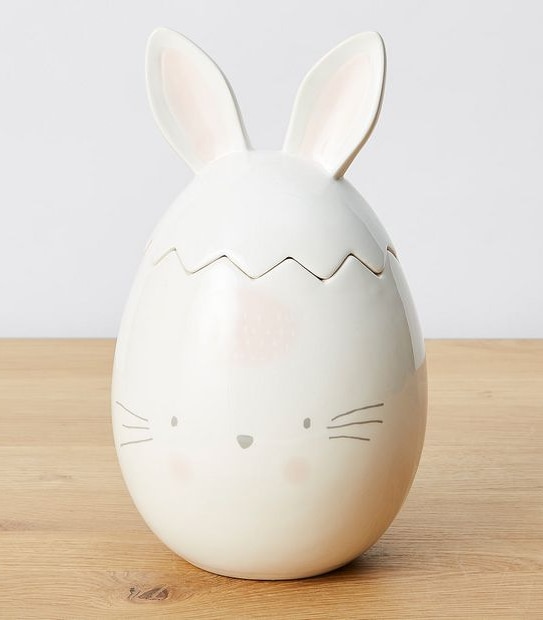 The Fabulous Food Company Easter Ceramic Cookie Jar With Milk Chocolate Hollow Easter Eggs Assorted 80g