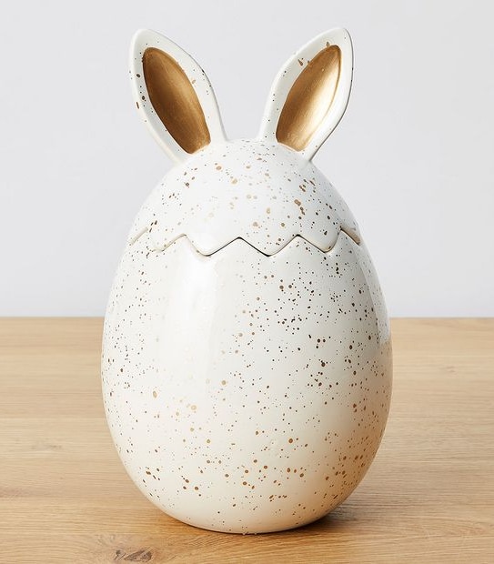 The Fabulous Food Company Easter Ceramic Cookie Jar With Milk Chocolate Hollow Easter Eggs Assorted 80g
