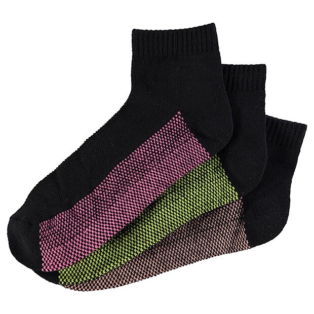 3 Pack Quarter Crew Sport Socks - Black