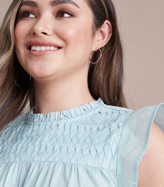 Dannii Minogue Petites Spliced Flutter Sleeve Top