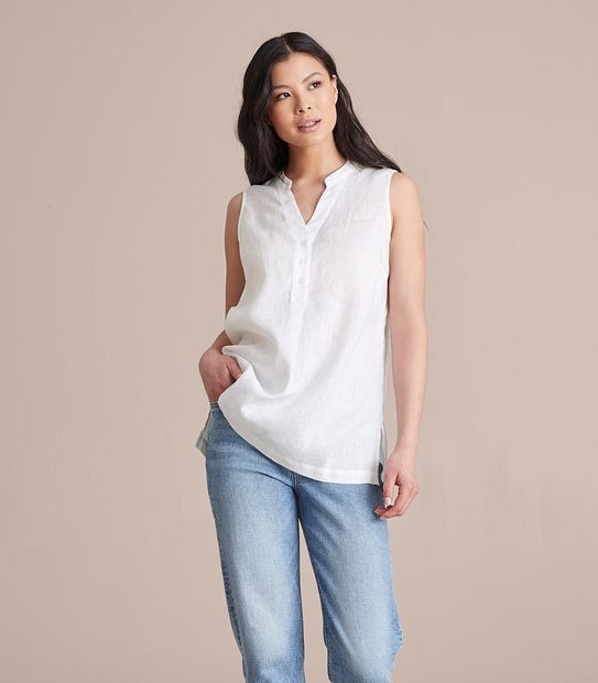 European Linen Sleeveless Shirt