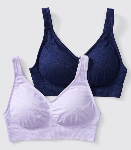 2 Pack Back Smoothing Wirefree Bra, Style: CN1511 - Navy Blue