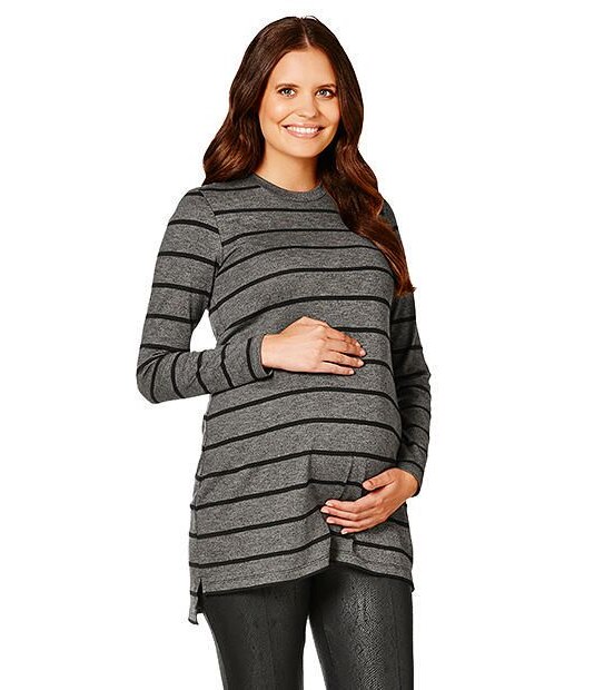 Maternity by Dannii Minogue Side Split Tunic Jumper - Charcoal/ Black