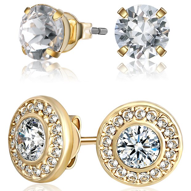 Mestigé Stud Earring Set With Swarovski® Crystals - Gold Mestigé Stud Earring Set With Swarovski® Crystals - Gold