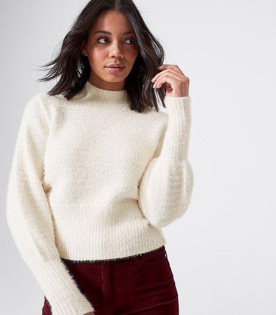 Lily Loves Balloon Sleeve Sweater - Ivory White